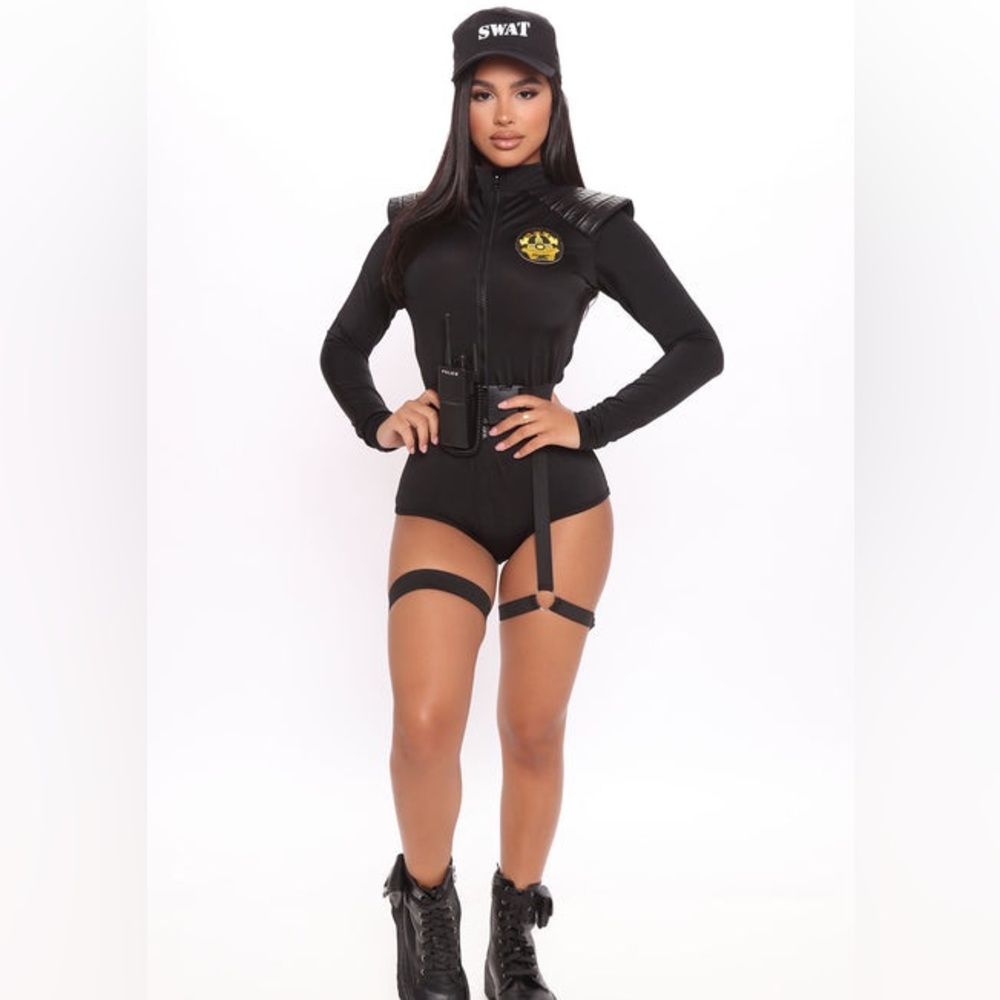 Black SWAT Women's Role Play Bodysuit